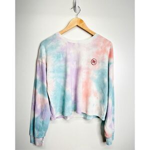 All In Favor Shirt Womens Cropped Long Sleeve Shirt Tie Dye Size Large NWT